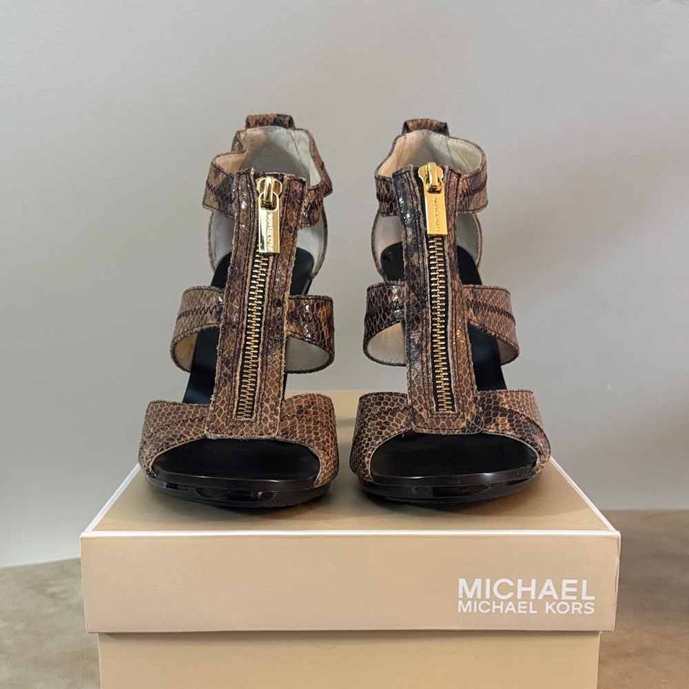 MICHAEL Michael Kors Berkeley Strap Embossed Leather Sandals